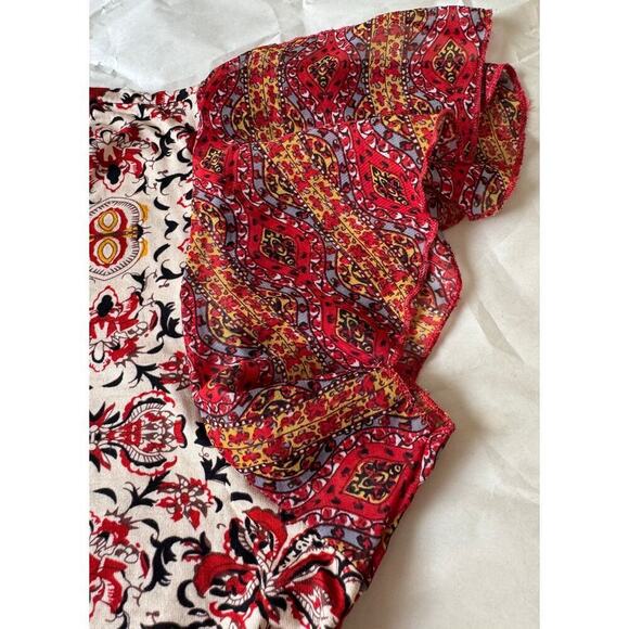 Fylo Blouse Medium Floral Paprika Short Sleeve NWT - Picture 4 of 8